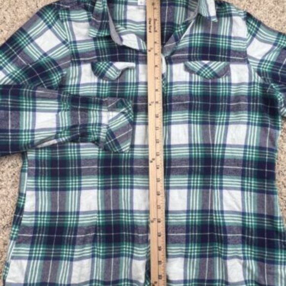 Columbia Women's Button Up Flannel Size Large Green Plaid Flannel Outdoors - Picture 4 of 6